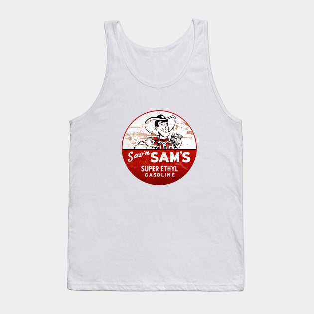 Sav'n Sam's Super Ethyl Gasoline distressed vintage sign reproduction Tank Top by Hit the Road Designs